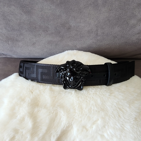 Black Designer Men's Belt Versace Black Medusa Men's Belt Siza 90/36